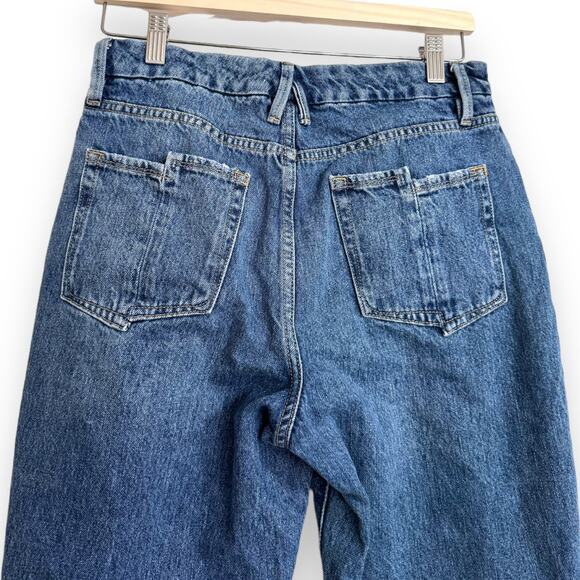 Good American Good Vintage Straight Distressed Indigo Wash Jeans Women's 4 27 - Picture 7 of 9